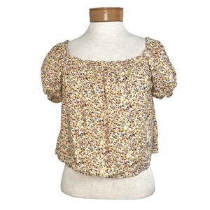 Abercrombie & Fitch Floral Puffy Sleeve Crop Top Med Feminine  Cottagecore Boho